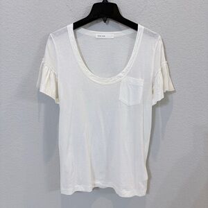Sacai Luck Off-WhiteDeconstructed Short Sleeve Ruffle Tee